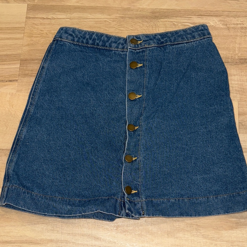 American Apparel Dark Blue Denim Button-Front Mini Skirt